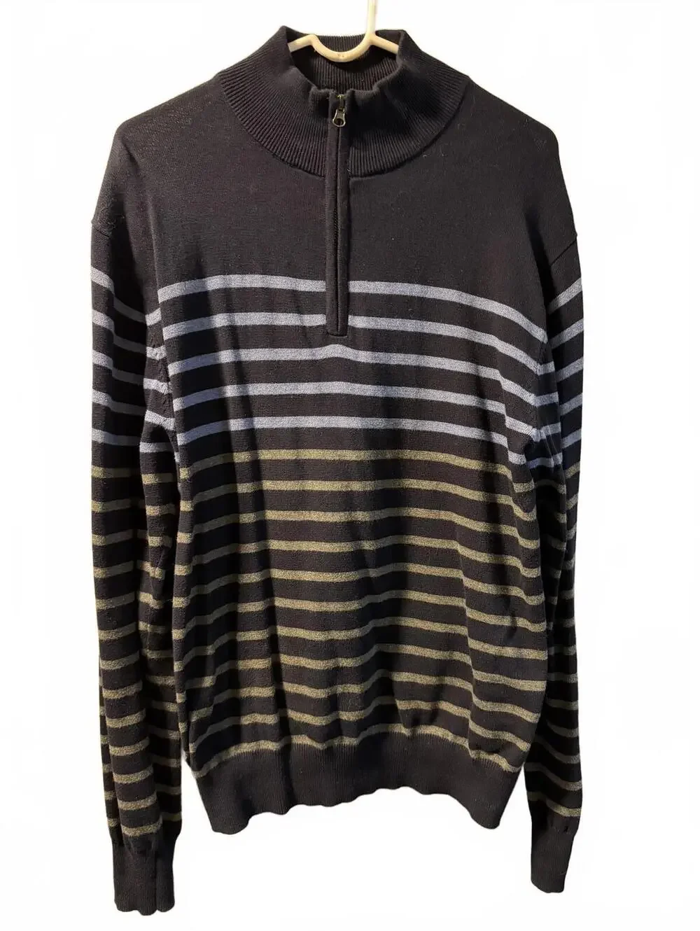 Park Slope Men's Striped Half-Zip Sweater Large